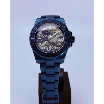 Custom Seiko Mod • Full Lume Kanagawa Blue Steel Submariner • 40mm